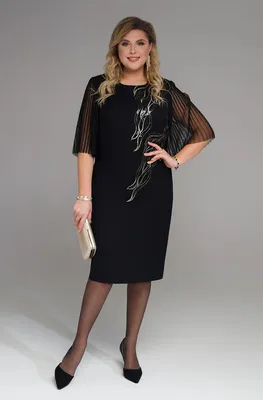 Платье с кружевной аппликацией и плиссированной сеткой, черное - купить в  Москве ◈ цена в интернет-магазине «L'Marka»