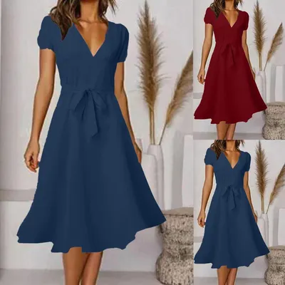 Платье-футляр бордового цвета с V-образным вырезом и рукавами 3/4 1001DRESS  арт. 0132101-01243WE оптом купить