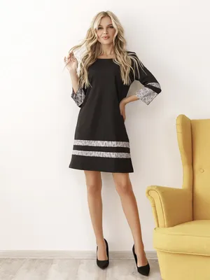 Вечернее платье со вставками из гипюра 41930 темно-синий - купить по цене  790 грн. - в интернет-магазине GlamCity