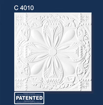 17095561 Плитка потолочная бесшовная полистирол белая Формат Ренессанс 50 x  50 см 2 м²