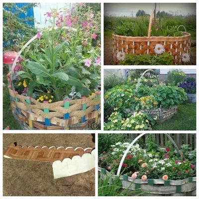 Большую клумбу-корзинку и садовые заборчики сделаем из остатков линолеума |  Клумбы, Маленький сад, Садоводство