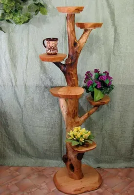Подставка для цветов из дерева своими руками | Пикабу