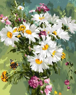 Купить фотообои Нарисованные полевые цветы арт. 111237 на стену: цены,  фото, каталог - интернет-магазин «LIKE»