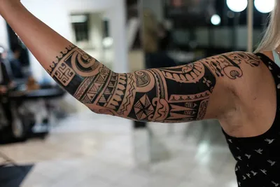 Татуировка мужская полинезия тату-рукав орнамент - мастер Юрий Хандрыкин  5046 | Art of Pain