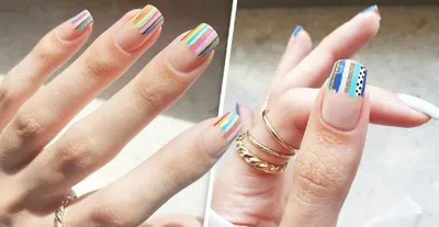 Полосатый маникюр / Striped nail art - YouTube