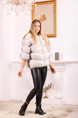 Белый полушубок из песца натуральный мех - FURSTORE.SHOP - интернет магазин  меховой одежды, купить шубу в Украине