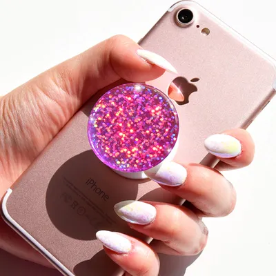 Clear Glitter Silver PopGrip | PopSockets® Official