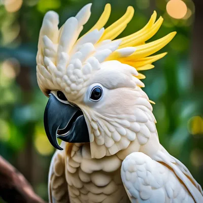 Фото Белый попугай красными хохолком, by aynnart
