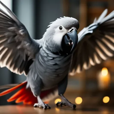 Криповый,серый, смешной попугай жако…» — создано в Шедевруме