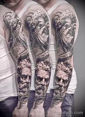 Водостойкая временная татуировка с большим рукавом, наклейка Греческая  богиня Медуза Посейдон, сова, флэш-татуировки, Женское боди-арт, поддельные  татуировки для мужчин | AliExpress