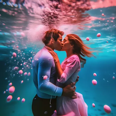 Онлайн пазл «Поцелуй под водой »