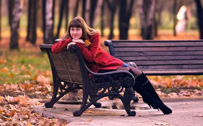 Young slim woman autumn portrait Stock Photo by ©chaoss 5439277