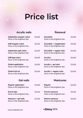 Nail Price List Free Google Docs Template - gdoc.io