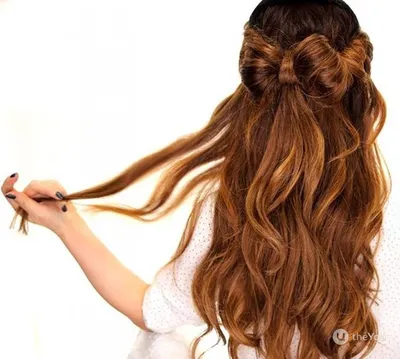 Простые Прически с бантиком на длинные волосы/Coiffure avec noeud  papillon🎀long Hair bow tutorial - YouTube