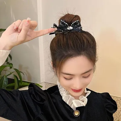 Корейский стиль, бант, вертикальный зажим, тканевый бант, держатель для  хвоста, бантик для волос, коготь, прямые волосы – лучшие товары в  онлайн-магазине Джум Гик