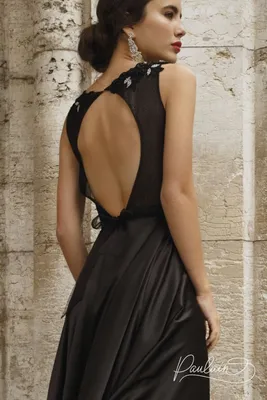 Длинное вечернее платье черного цвета с блеском и открытой спиной в  Хабаровске