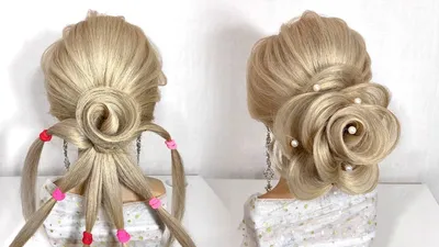 Wedding hairstyle.Beautiful hairstyles step by step.Hairstyle rose - YouTube