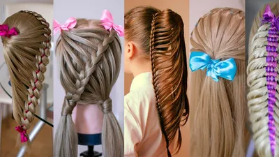 Топ 5 Оригинальных причёсок из кос для выпускного из детского сада Детские  причёски Hair tutotial - YouTube