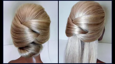 Пучок.Легкий вариант для создания самой себе Вечерней Прически.Easy evening  hairstyle for yourself - YouTube