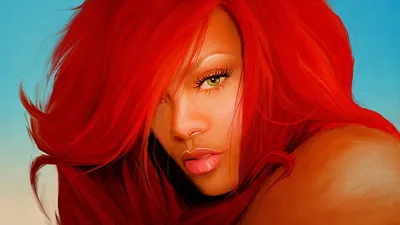 Фотографии Rihanna Рыжая John Aslarona волос Музыка молодая женщина