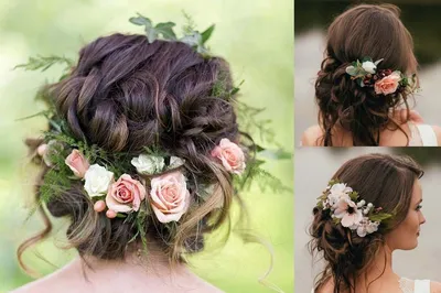 Свадебные прически с живыми цветами | Свадебные цветы для волос, Свадебные  прически с цветами, Свадебные прически