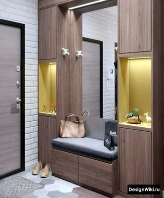 Комплект мебели для прихожей в узкий коридор из шкафа-купе, комода с  зеркалом, мягкого сидения с отсеком под обувь и вешалками - на заказ в  Москве