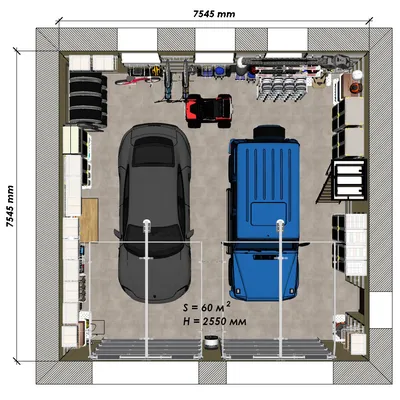 Дизайн | Квадратный гараж 60 кв. м | ГаражТек