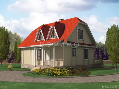 Проект дома из газобетона в стиле Барнхаус с панорамными окнами