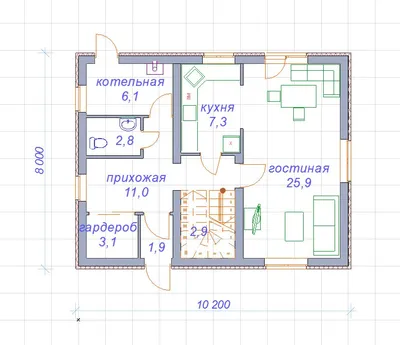 Проект дома из пеноблоков 11х8 П-68-403 - строительство «под ключ»