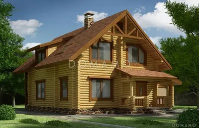 Проект двухэтажного деревянного дома с мансардой № 11-89 в скандинавском  стиле | каталог Проекты коттеджей