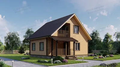 Проект: Деревянный дом 6х7 с мансардой. 56.7 м2 – цена, характеристики,  комплектация
