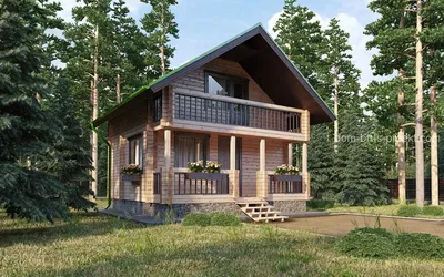 Проект деревянного дома с рациональной планировкой, просторной гостиной и  гаражом D406 | Каталог проектов Домамо
