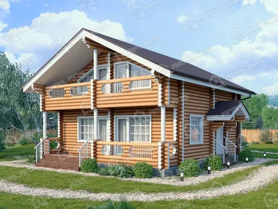 Готовый проект деревянного дома из бревна 8 на 10 м с мансардой