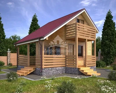 Проект двухэтажного деревянного дома с мансардой № 13-00 в современном  стиле | каталог Проекты коттеджей