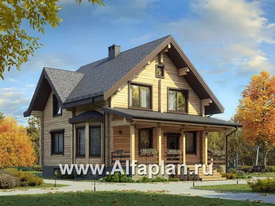 Проект одноэтажного деревянного дома с мансардой № 13-09 в скандинавском  стиле | каталог Проекты коттеджей