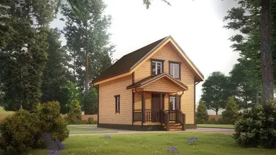 Проект двухэтажного деревянного дома с мансардой № 13-59 в европейском  стиле | каталог Проекты коттеджей
