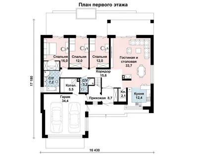 Проект одноэтажного дома с гаражом бесплатно 92/74.. Чертежи. Фото.  Документация.