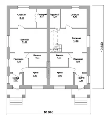 Типовой эскизный проект одноэтажного дома на две семьи | Курск |  Архитектурное бюро «Домой»