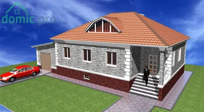Удобный проект одноэтажного дома с гаражом и цокольным этажом —  Архитектурное бюро «Домик.про»