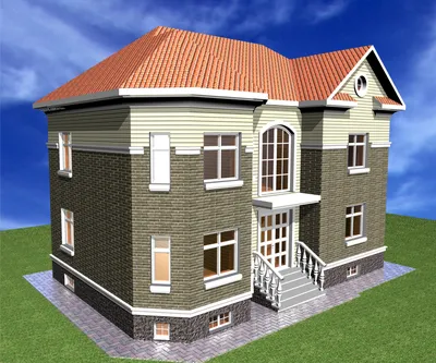 Проект дома с цокольным этажом и гаражом в Европейском стиле