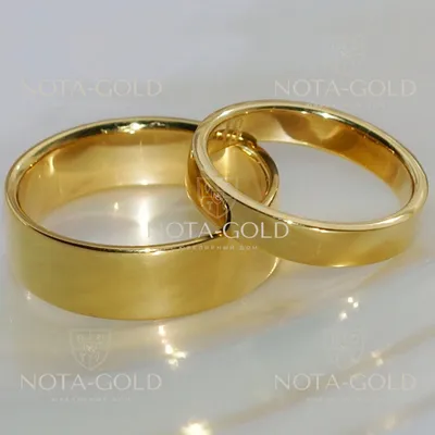 Гладкие классические обручальные кольца из желтого золота (Вес пары: 10  гр.) | Купить в Москве - Nota-Gold