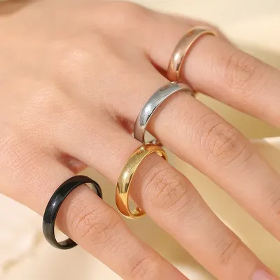 Простые обручальные кольца из нержавеющей стали 1/2/3/4/5/6 мм,  Классические винтажные Серебристые гладкие парные свадебные украшения,  кольцо для женщин и мужчин | AliExpress