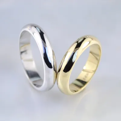Классические обручальные кольца на заказ из белого и желтого золота,  серебра, платины или своего металла