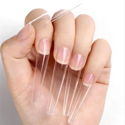 Прозрачные длинные ногти | Акриловые ногти формы, Ногти, Маникюр