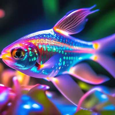 Блестящая прозрачная рыба с красивыми…» — создано в Шедевруме