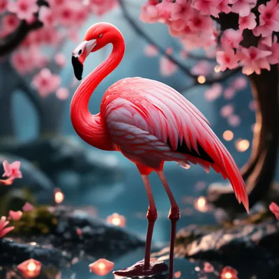 Прозрачная стеклянная птица фламинго …» — создано в Шедевруме