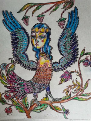 Вещая птица Гамаюн с лицом …» — создано в Шедевруме