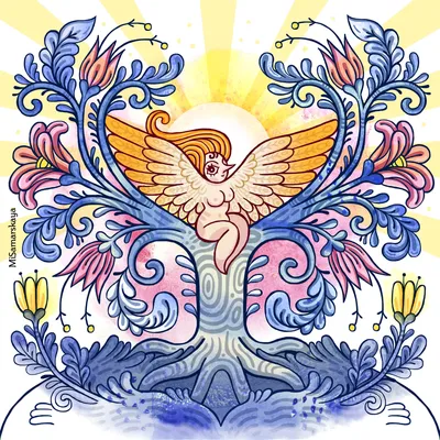 Сирин - иллюстрация мифологической полуженщины-полуптицы, поющей райские  песни, приносящие людям счастье. сирин птица эскиз векторные иллюстрации |  Премиум векторы