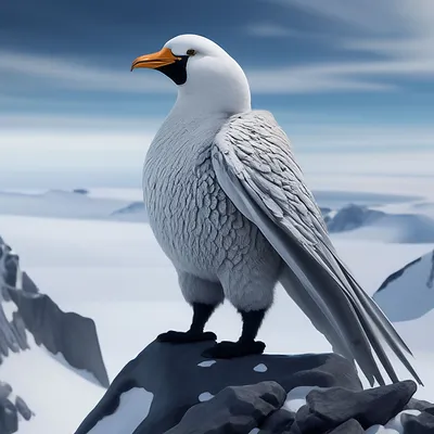 Антропоморфная птица на горе …» — создано в Шедевруме