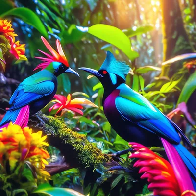 Райские птицы. джунгли. красочно , 4k…» — создано в Шедевруме